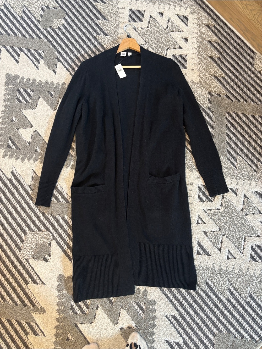 GAP Black Open-Front Long Cardigan